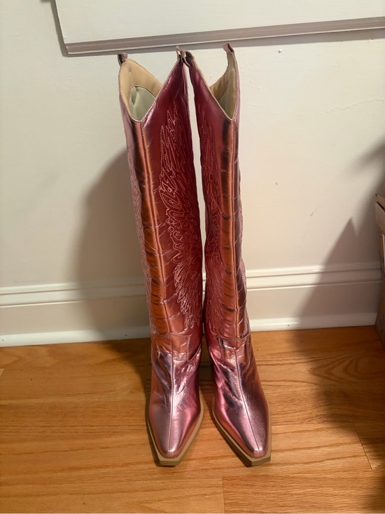 Nasty Gal Shoes - Brand New Nasty Gal Metallic Pink Knee-High Western Boots SZ 10